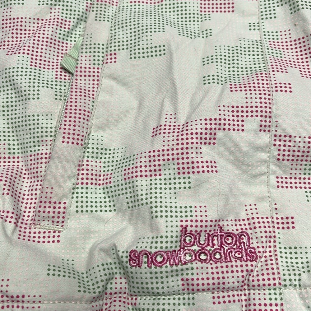 Burton Wanderlust Ski Snowboard Jacket Girls XL Lt. Green Geo Hooded Pink Parka - Picture 7 of 16